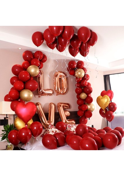 Mix 10 Adet 18 Inç Metalik Kırmızı Kalp Yakut Akik Kırmızı Balonlar Düğün Arka Plan Odası Dekorasyon Aşk Mektubu Balon Sevgililer Dekor (Yurt Dışından) fiyatları