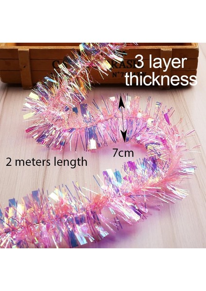 Purple-2meters 2 M Muhteşem Renkli Folyo Madder Noel Ağacı Çelenk Doğum Günü Partisi Düğün Dekor Şükran Günü Ev Dekorasyon Malzemeleri (Yurt Dışından) modelleri