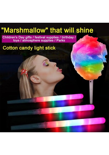 Pamuk Şeker Konileri 10 Adet Renkli LED Parlayan Çubuklar Pamuk Şeker Konileri Light Up Marshmallow Çubukları LED Parlayan Tezahürat Tüpü Parti Için Karanlıkta Parlayan Işık (Yurt Dışından)