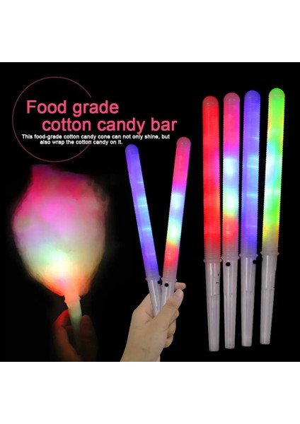 Pamuk Şeker Konileri 10 Adet Renkli LED Parlayan Çubuklar Pamuk Şeker Konileri Light Up Marshmallow Çubukları LED Parlayan Tezahürat Tüpü Parti Için Karanlıkta Parlayan Işık (Yurt Dışından)