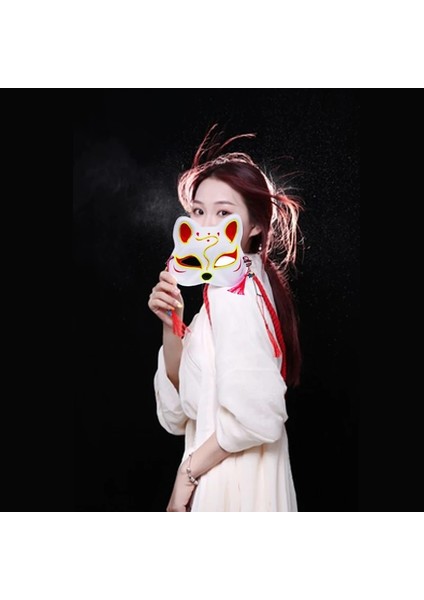Beyaz Aydınlık LED Maske Japon Tilkiler Maskesi Rave Kostüm Anime Yarım Yüz Kedi Maskeleri Masquerade Festivali Parti Cosplay Sahne (Yurt Dışından) fırsatları