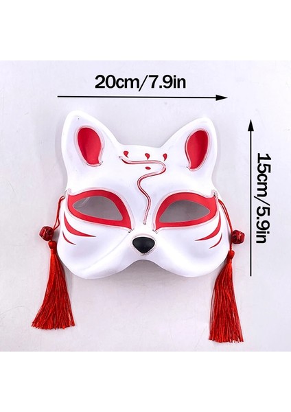 Beyaz Aydınlık LED Maske Japon Tilkiler Maskesi Rave Kostüm Anime Yarım Yüz Kedi Maskeleri Masquerade Festivali Parti Cosplay Sahne (Yurt Dışından) indirimleri