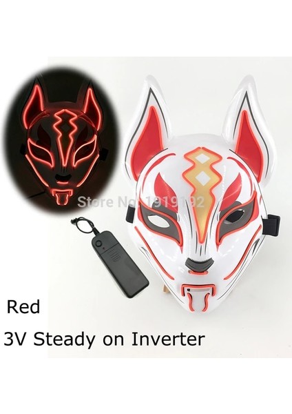 Kırmızı Cadılar Bayramı Cosplay Parti LED Işık Up Maske Renkli Neon Işık El Maskesi Japon Anime Tilki Maskesi Karanlıkta Glow Dj Kulübü Sahne (Yurt Dışından) fiyatları