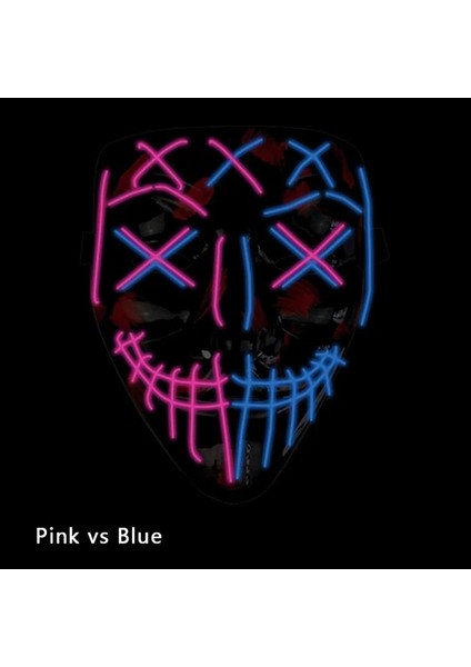 2 Renk 17 Korku Cadılar Bayramı LED Maske LED Neon Işık Up Maske Kostüm Festivali Cosplay Dj Parti Işık Up Maskeleri Seçim Tasfiye Maskara Maskesi (Yurt Dışından)