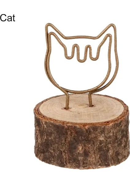 Kedi Masaüstü Dekorasyon Ahşap Yuvarlak Şekil Taban Masa Numaraları Tutucu Resim Çerçevesi Fotoğraf Klipler Kelepçeler Standı Yer Kartı (Yurt Dışından)