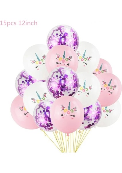 15 Adet L 1 Takım Unicorn Parti Balonları Doğum Günü Balon Unicorn Dekorasyon Lateks Konfeti Balon Doğum Günü Partisi Dekorasyon Balonları Çocuklar (Yurt Dışından)