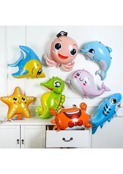 Kabuk Mor 1 Adet Deniz Tema Folyo Balonlar Balık Büyük Köpekbalığı/balina/yengeç/ahtapot Okyanus Dünya Deniz Partisi Çocuk Doğum Günü Dekor Bebek Duş Malzemeleri (Yurt Dışından) indirimleri