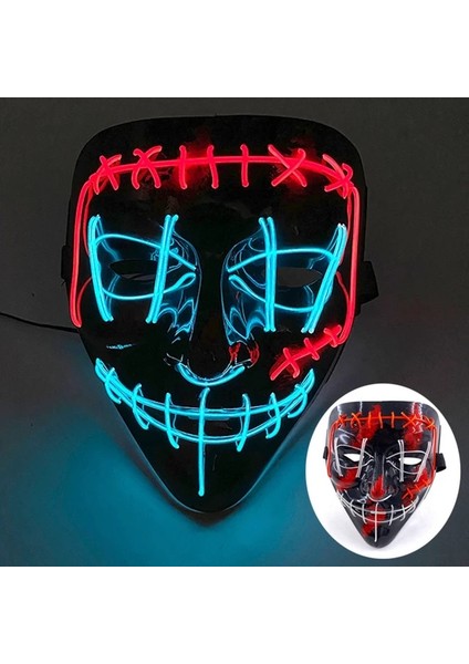 Maske 38 Parlayan Cosplay El Tel Neon Maske Korkunç Kafatası Masquerade Aydınlık Karnaval Şenlikli Parti Malzemeleri Cadılar Bayramı Için LED Tasfiye Maskesi (Yurt Dışından)