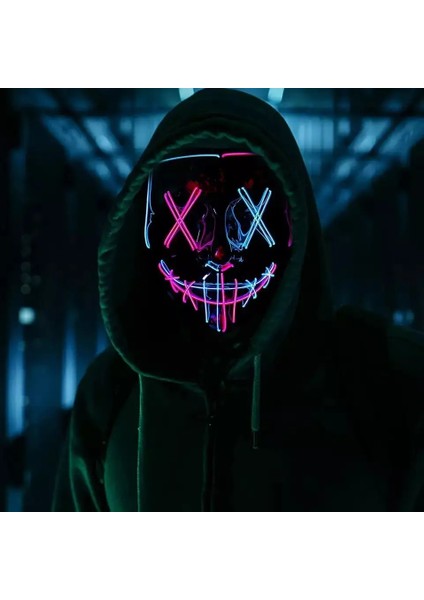 K02 Cadılar Bayramı Festivali Partisi Için LED Işıklı Maske 3 Işık Modu ile 2 Renk Maske Cadılar Bayramı Tasfiye Maskesi (Yurt Dışından) indirimleri