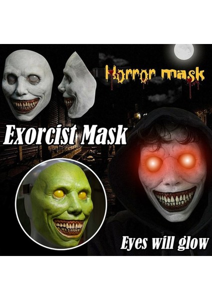 Beyaz Maske Cadılar Bayramı Iblis Gülümseme Maskesi Korku Maskesi Beyaz Yeşil Gözlü Şeytan Korkunç Yüz Cosplay Exorcist Kasap Spooky Maskesi Korku Maskesi Korkunç (Yurt Dışından) fiyatları