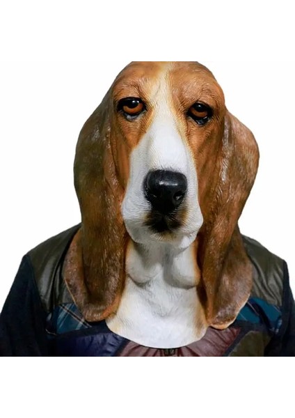 Basset Hound Maskesi Lateks Hayvan Gerçekçi Boğa Köpek Labrador Pit Bull Basset Hound Alman Çoban Köpeği Sahne Parti Maskeleri (Yurt Dışından)