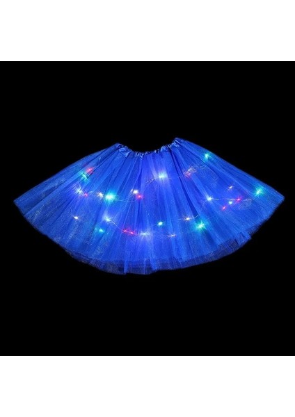 Mavi LED Parlayan Işık Çocuk Kız Prenses Tutu Etekler Çocuk Bez Düğün Parti Dans Mini Etek Kostüm Cosplay LED Giyim (Yurt Dışından)