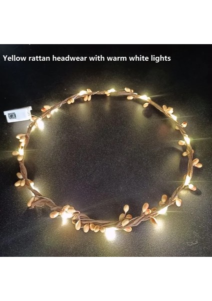 Rattan Hairband 1 Adet Kızlar Kadınlar Gelin Nedime Aydınlık Başlığı LED Çiçek Rattan Taç Bandı Light Up Çelenk Parti Düğün Karnaval (Yurt Dışından)