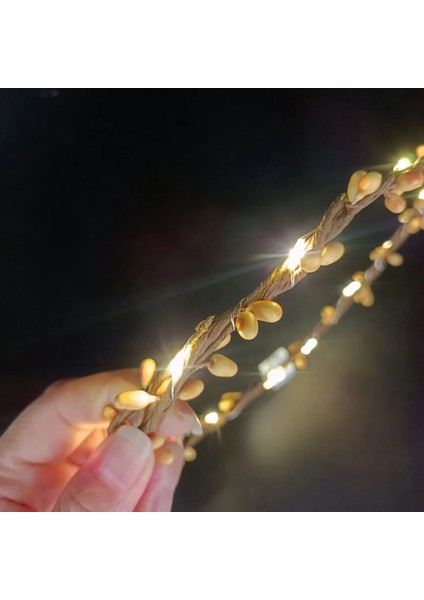 Rattan Hairband 1 Adet Kızlar Kadınlar Gelin Nedime Aydınlık Başlığı LED Çiçek Rattan Taç Bandı Light Up Çelenk Parti Düğün Karnaval (Yurt Dışından)