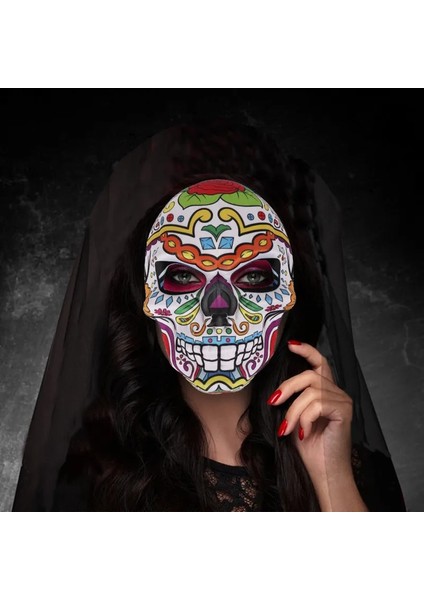 Stil 2 Ölülerin Günü Maskeleri Şeker Kafatası Tam Yüz Maskesi Meksika Partileri Masquerade Sahne Cadılar Bayramı Kostüm Kadın Erkek Için (Yurt Dışından) indirimleri