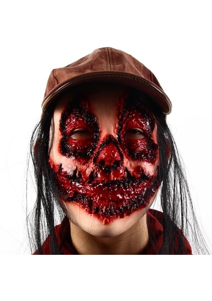 X10100 Cadılar Bayramı Kanlı Korkunç Maskeler Yetişkin Zombi Canavar Vampir Maskesi Lateks Kostüm Partisi Tam Kafa Uzun Saç Femme Perili Ev Maskesi (Yurt Dışından)