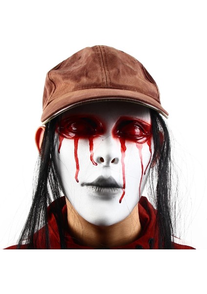 X10100 Cadılar Bayramı Kanlı Korkunç Maskeler Yetişkin Zombi Canavar Vampir Maskesi Lateks Kostüm Partisi Tam Kafa Uzun Saç Femme Perili Ev Maskesi (Yurt Dışından) indirimleri