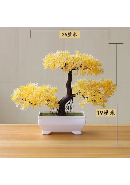 Bulut Çam Sarı Plantas Artificiales Yapay Bitki Bonsai Küçük Ağaç Saksı Yatak Odası Dekor Süsler Ev Odası Masa Tropikal Bahçe Dekorasyon (Yurt Dışından) fiyatları