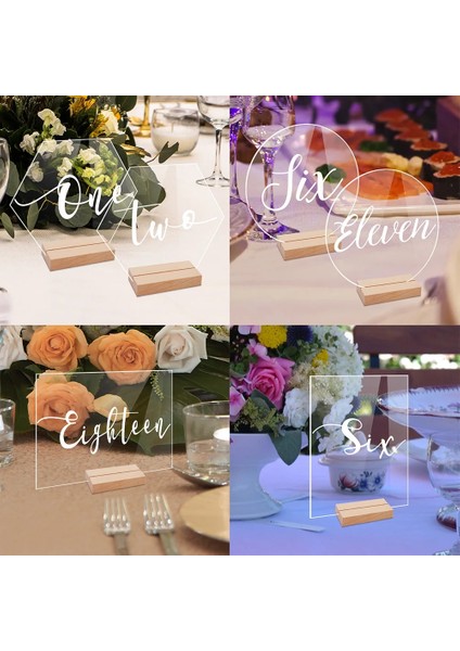 083 11-20 Adet Akrilik Koltuk Kartı Braketi ile Altıgen Dikdörtgen Yuvarlak Ahşap Taban Düğün Masa Dekorasyon Koltuk Marke (Yurt Dışından) fiyatları