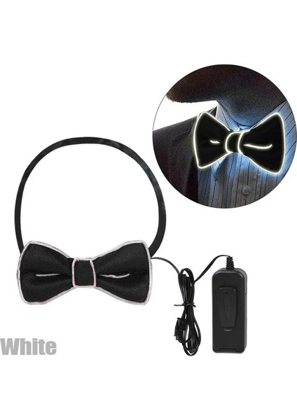 Beyaz Yay Karanlıkta Glow LED Papyon Aydınlık Yanıp Sönen Kravat Doğum Günü Partisi Düğün Noel Dekorasyon Cadılar Bayramı Cosplay Kostüm (Yurt Dışından)