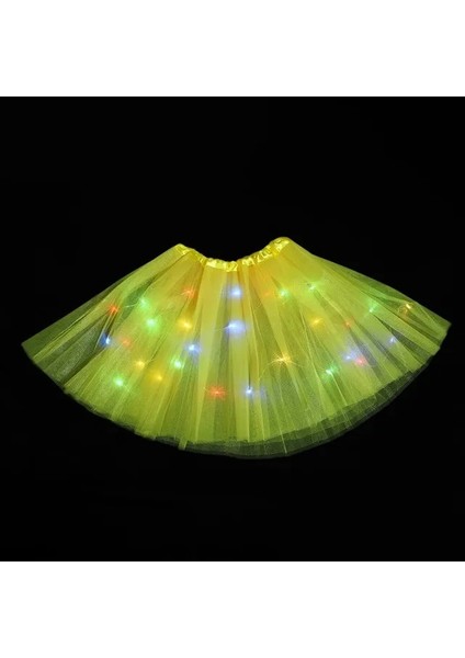 Sarı LED Parlayan Işık Çocuk Kız Prenses Tutu Etekler Çocuk Bez Düğün Parti Dans Mini Etek Kostüm Cosplay LED Giyim (Yurt Dışından)