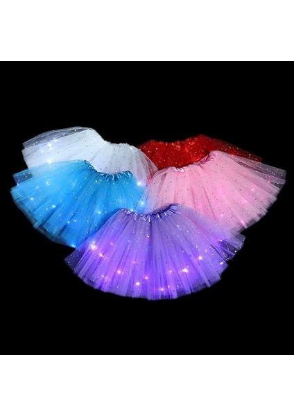 Sarı LED Parlayan Işık Çocuk Kız Prenses Tutu Etekler Çocuk Bez Düğün Parti Dans Mini Etek Kostüm Cosplay LED Giyim (Yurt Dışından)