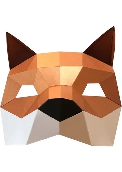 Turuncu Tilki Yarım Yüz Kağıt Modeli Maskesi 3D Papercraft Yetişkin El Yapımı Dıy Zanaat Cadılar Bayramı Masquerade Balo Parti Hediyeler Oyuncak (Yurt Dışından)
