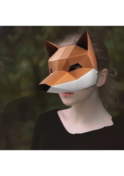 Turuncu Tilki Yarım Yüz Kağıt Modeli Maskesi 3D Papercraft Yetişkin El Yapımı Dıy Zanaat Cadılar Bayramı Masquerade Balo Parti Hediyeler Oyuncak (Yurt Dışından) fiyatları