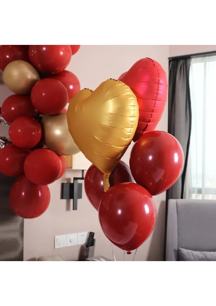 1 Adet 18 Inç Metalik Kırmızı Kalp Yakut Akik Kırmızı Balonlar Düğün Arka Plan Odası Dekorasyon Aşk Mektubu Balon Sevgililer Dekor (Yurt Dışından) indirimleri