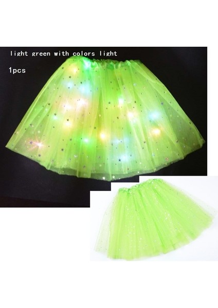 2-8 Yıl Kızlar Için Açık Yeşil Kızdırma Kız Kadın Yıldız LED Tutu Işık Etek Doğum Günü Partisi Kostüm Topu Düğün LED Elbise Bale Giyim Noel Cadılar Bayramı (Yurt Dışından)