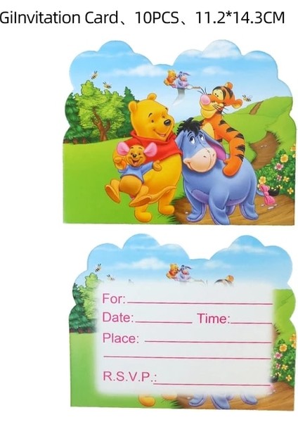 Kart-10 Adet Disney Winnie The Pooh Tema Doğum Günü Partisi Malzemeleri Süslemeleri Çocuklar Için Aile Partisi Winnie The Pooh Afiş Plakaları Bardak Payet (Yurt Dışından)