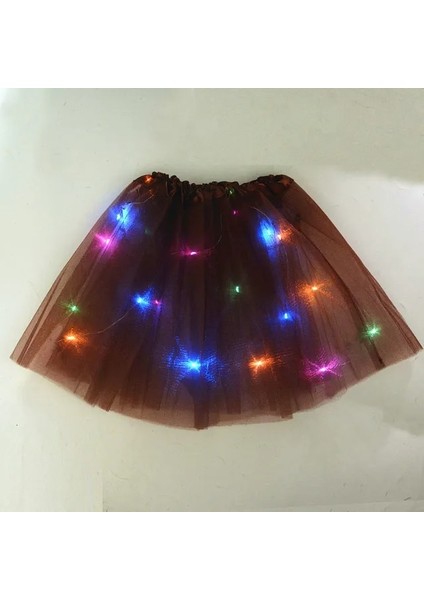 Genç Veya Kadınlar Için Kahverengi Kadın Kız LED Etek Neon Işık Up Tutu Sahne Dans Glow Doğum Günü Partisi Hediye Çiçek Taç Peri Kostüm Değnek Düğün Cadılar Bayramı (Yurt Dışından)