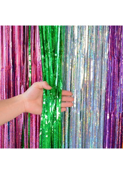 Şerit 2 Adet Parti Zemin Perde Doğum Günü Dekorasyon Düğün Bekarlığa Veda Partisi Perde Glitter Tinsel Saçak Bebek Duş (Yurt Dışından)