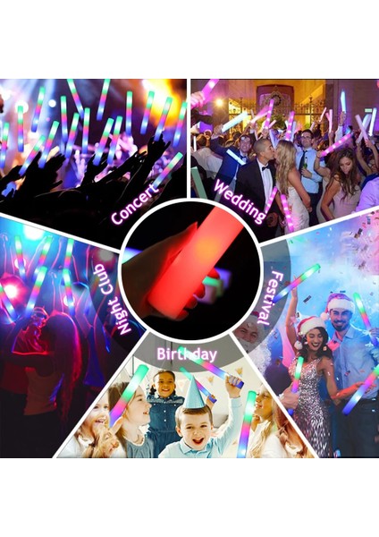 Pembe-Her Zaman 10 Pcs LED Glow Sticks Renkli Rgb Floresan Işıklı Köpük Sopa Tezahürat Tüpü Parlayan Işık Düğün Doğum Günü Partisi Malzemeleri Için Sahne (Yurt Dışından) fırsatları