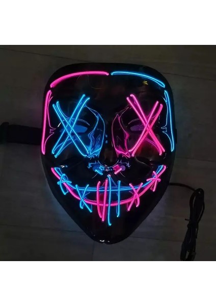 Cadılar Bayramı Festivali Partisi Için Ko1 LED Işıklı Maske 3 Işık Modu ile 2 Renk Maske Cadılar Bayramı Tasfiye Maskesi (Yurt Dışından)