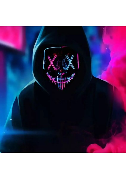 Cadılar Bayramı Festivali Partisi Için Ko1 LED Işıklı Maske 3 Işık Modu ile 2 Renk Maske Cadılar Bayramı Tasfiye Maskesi (Yurt Dışından) fiyatları