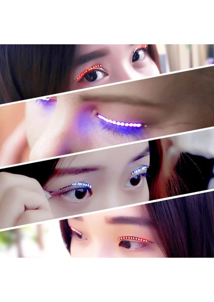 Mor LED Işık Yanlış Göz Lashes Aydınlık Kirpik Parti Bar Makyaj Göz Kapağı Eyeliner Düğün Dekorasyon Festivali (Yurt Dışından) fiyatları