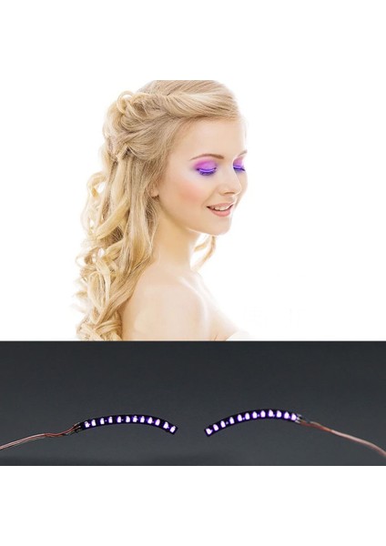 Mor LED Işık Yanlış Göz Lashes Aydınlık Kirpik Parti Bar Makyaj Göz Kapağı Eyeliner Düğün Dekorasyon Festivali (Yurt Dışından) fırsatları