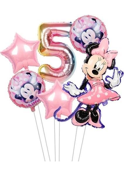 Stil 5 Minnie Mouse Folyo Balonlar Mickey 1. Doğum Günü Partisi Süslemeleri Çocuklar Balon Numarası 1 Globos Bebek Duş Konfeti Lateks Top Oyuncak (Yurt Dışından)