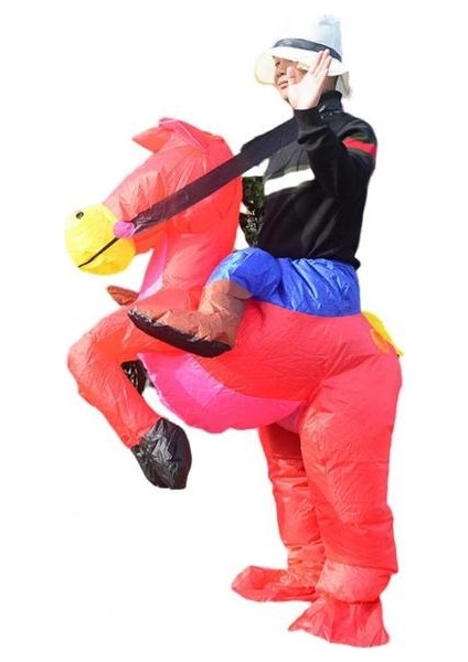 Kırmızı Kullanışlı Şişme Kostüm 4 Renk At Kostümü Yumuşak Elastik Çok Fonksiyonlu Premium Şişme At Kostümü (Yurt Dışından)