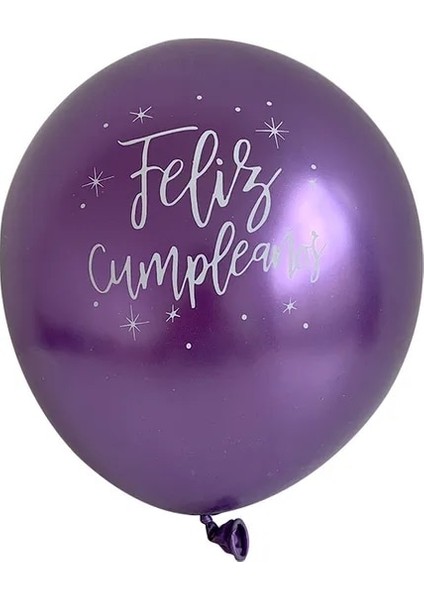Tozlu Şarap 10 Adet 12 Inç Krom Metalik Lateks Balonlar Mutlu Yıllar Baskılı Desen Balon Helyum Metal Globos Doğum Günü Partisi Süslemeleri (Yurt Dışından)