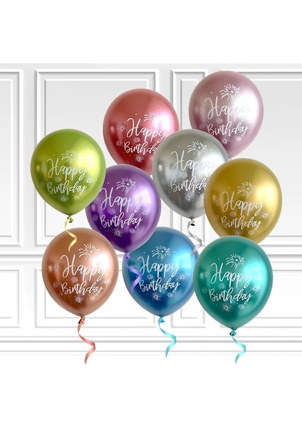 Tozlu Şarap 10 Adet 12 Inç Krom Metalik Lateks Balonlar Mutlu Yıllar Baskılı Desen Balon Helyum Metal Globos Doğum Günü Partisi Süslemeleri (Yurt Dışından) fiyatları