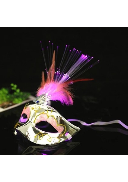 Gümüş 10 Adet LED Glow Flash Işık Tüy Masquerades Venedik Maskeleri Kostümleri Doğum Günü Düğün Kostümü Kostüm Cadılar Bayramı (Yurt Dışından)
