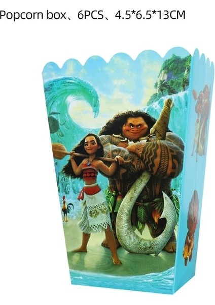 Popcornboxes-6 Adet Disney Moana Doğum Günü Partisi Dekorasyon Malzemeleri Çocuklar Bebek Duş Sofra Bardak Tabaklar Afiş Balonlar Olay Dekor Hediye Şekeri (Yurt Dışından)