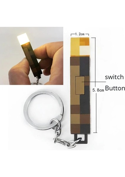 Minecraft Anahtarlık 11.5 Inç Brownstone Torch LED Işık USB Şarj Edilebilir Gece Lambası Odası Ev Dekorasyon Için Kahverengi Taş Torch LED Lamba (Yurt Dışından)