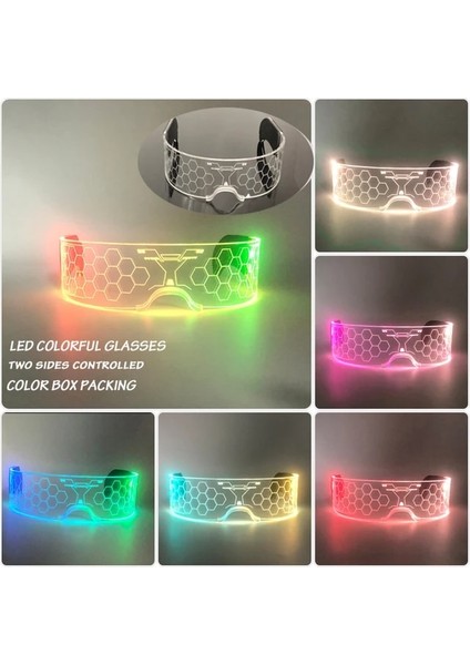 Tip 04 Trendy Aydınlık LED Işık Up Güneş Gözlüğü Moda Cyberpunk Gece Kulübü Dj Dans Bar Konseri Için Neon Parti Gözlüğü (Yurt Dışından)