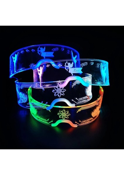 Tip 04 Trendy Aydınlık LED Işık Up Güneş Gözlüğü Moda Cyberpunk Gece Kulübü Dj Dans Bar Konseri Için Neon Parti Gözlüğü (Yurt Dışından) modelleri