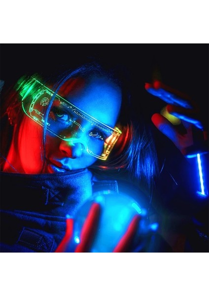 Tip 04 Trendy Aydınlık LED Işık Up Güneş Gözlüğü Moda Cyberpunk Gece Kulübü Dj Dans Bar Konseri Için Neon Parti Gözlüğü (Yurt Dışından) fırsatları