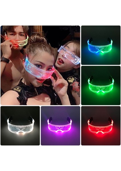 Tip 04 Trendy Aydınlık LED Işık Up Güneş Gözlüğü Moda Cyberpunk Gece Kulübü Dj Dans Bar Konseri Için Neon Parti Gözlüğü (Yurt Dışından) indirimleri
