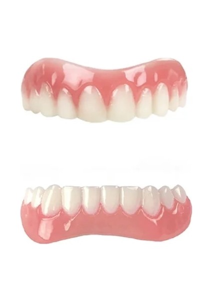 Üst Alt Set 2 9 Stil Ekstra Ince Geçmeli Sahte Parlak Beyaz Diş Kaplamaları Silikon Yumuşak Güvenli Gülümseme Yapışkanlı Protez Gizleme Gölge Parantez (Yurt Dışından)